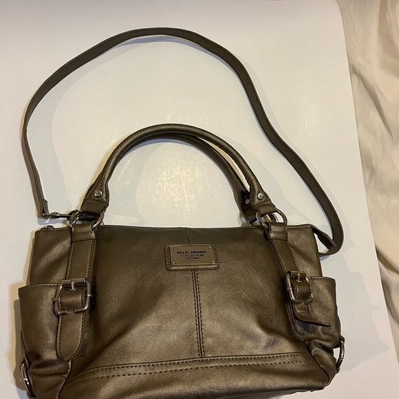 Relic Satchel bag in silvery gold gunmetal color size M/L with handles and strap - Picture 6 of 11